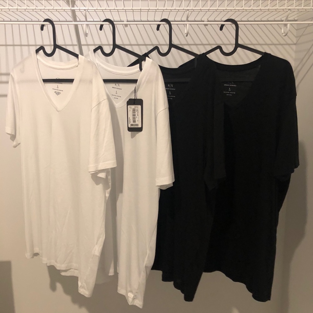 Armani Exchange Slim Fit Pima Cotton Shirts size Large 2 black and 2 white